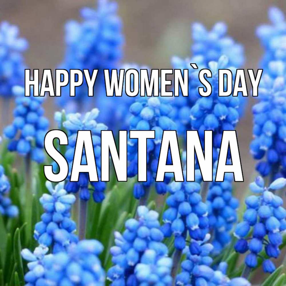 Greetings card с именем, Santana happy women`s day Поздравительная открытка для женщин с цветами на праздничную дату Greetings with text for free download 